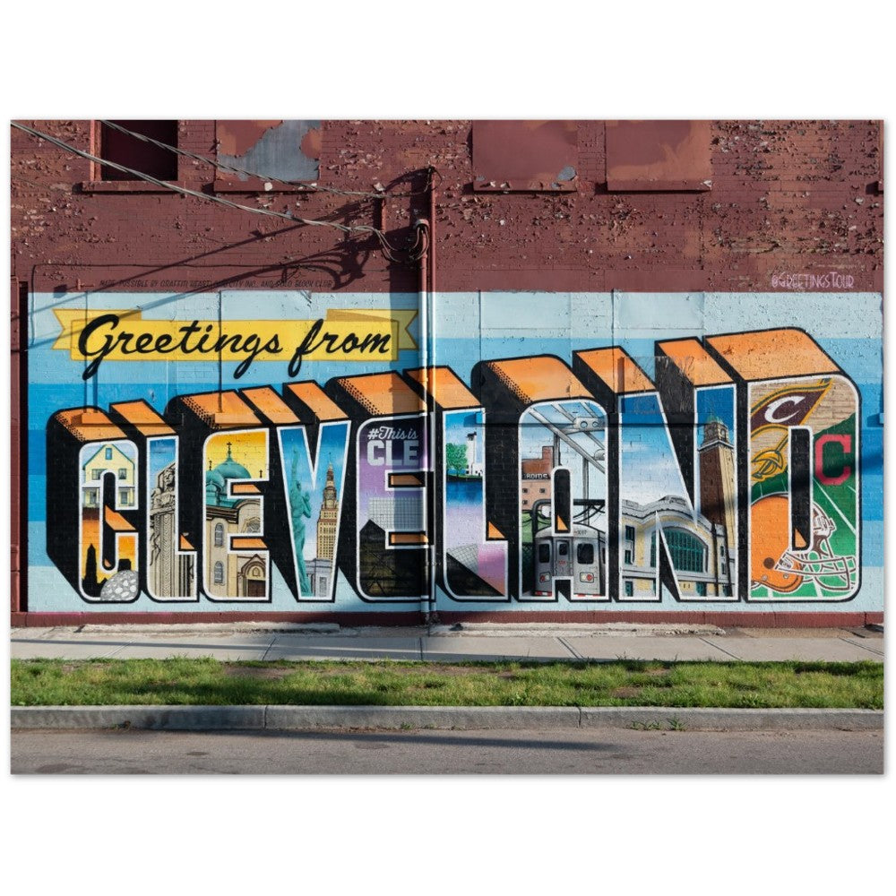 Plakat - Street Art - Cleveland Greetings Mural - Klassisk Mat Plakat Papir