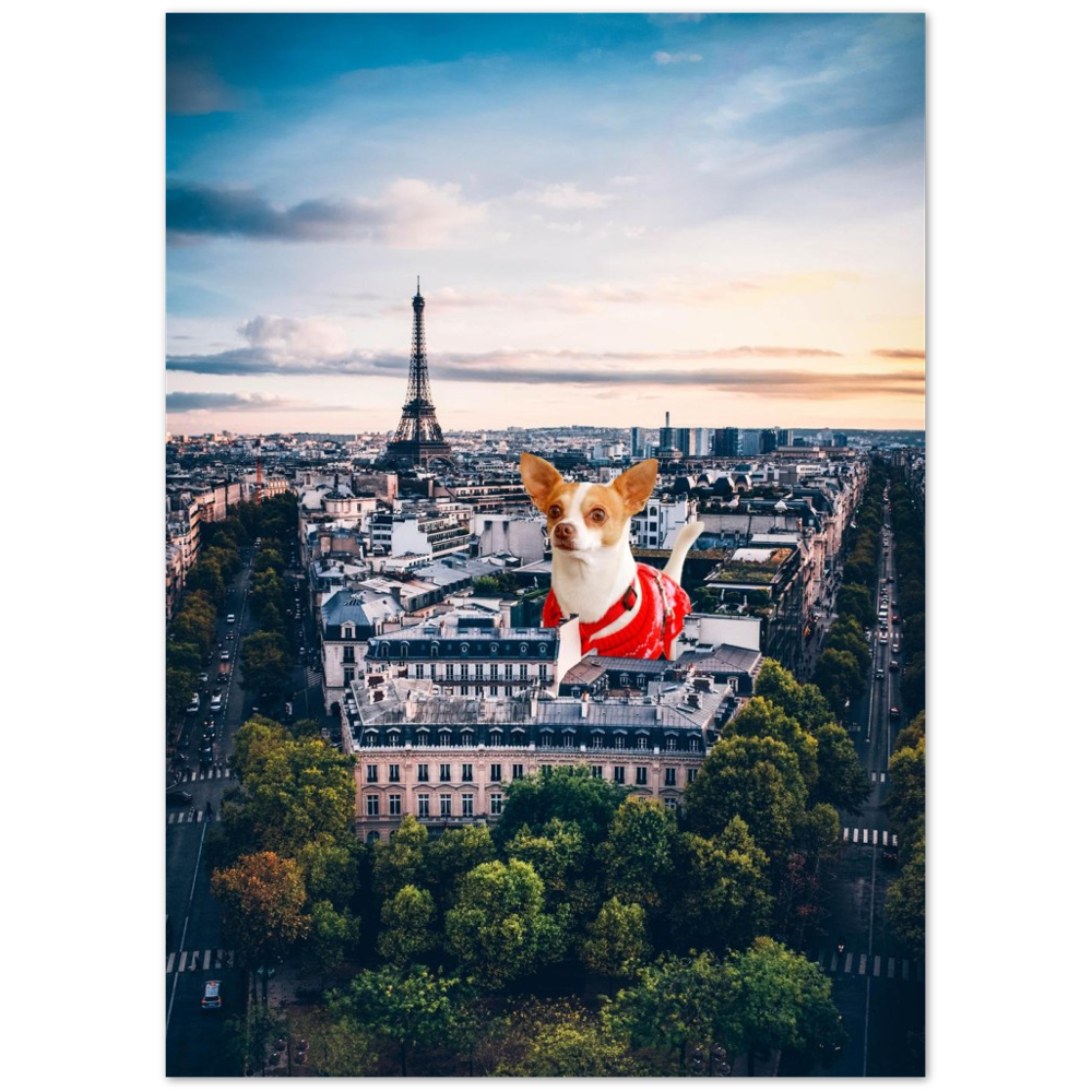 Poster Artwork - Chihuahua vs Paris - Classic Mat Museum Poster Paper