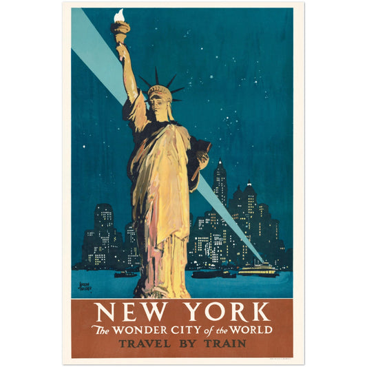Poster - New York The Wonder City Of The World Travel By Train (1927) Premium Matte Poster Paper