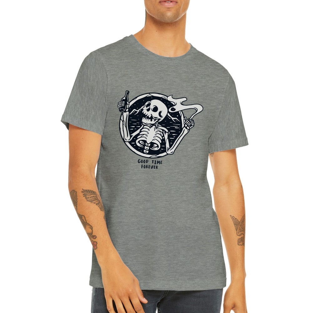 Sjove T-shirts - Good Vibes Forever Skelleton Artwork - Premium Unisex T-shirt