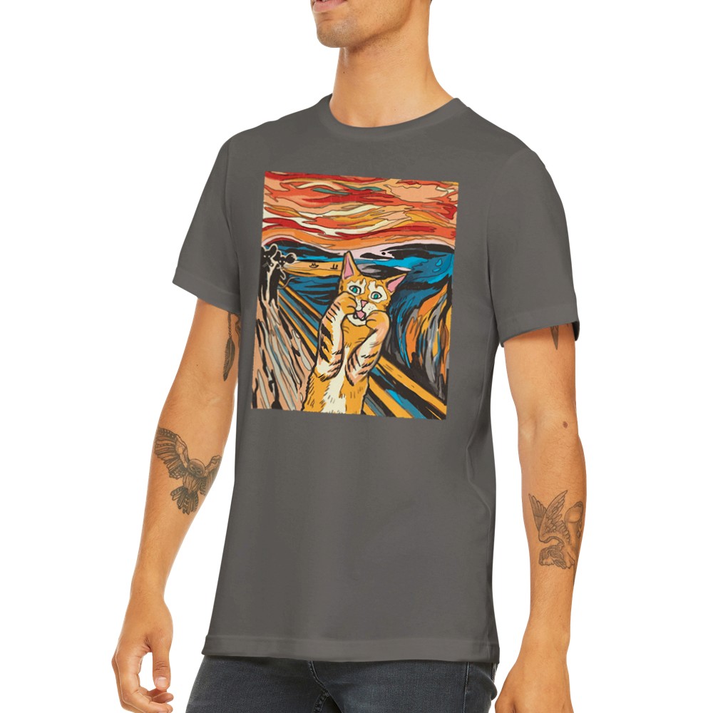 Quote T-shirt - Funny Designs Artwork - The Scream From The Cat Premium Unisex T-shirt