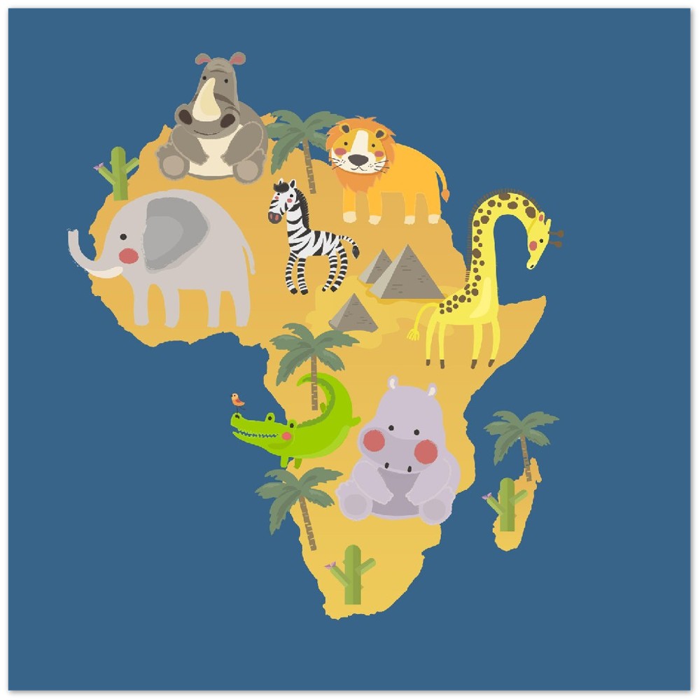 Kinderposter – Illustration von Wildlife Habitats Africa – Premium-Plakatpapier matt