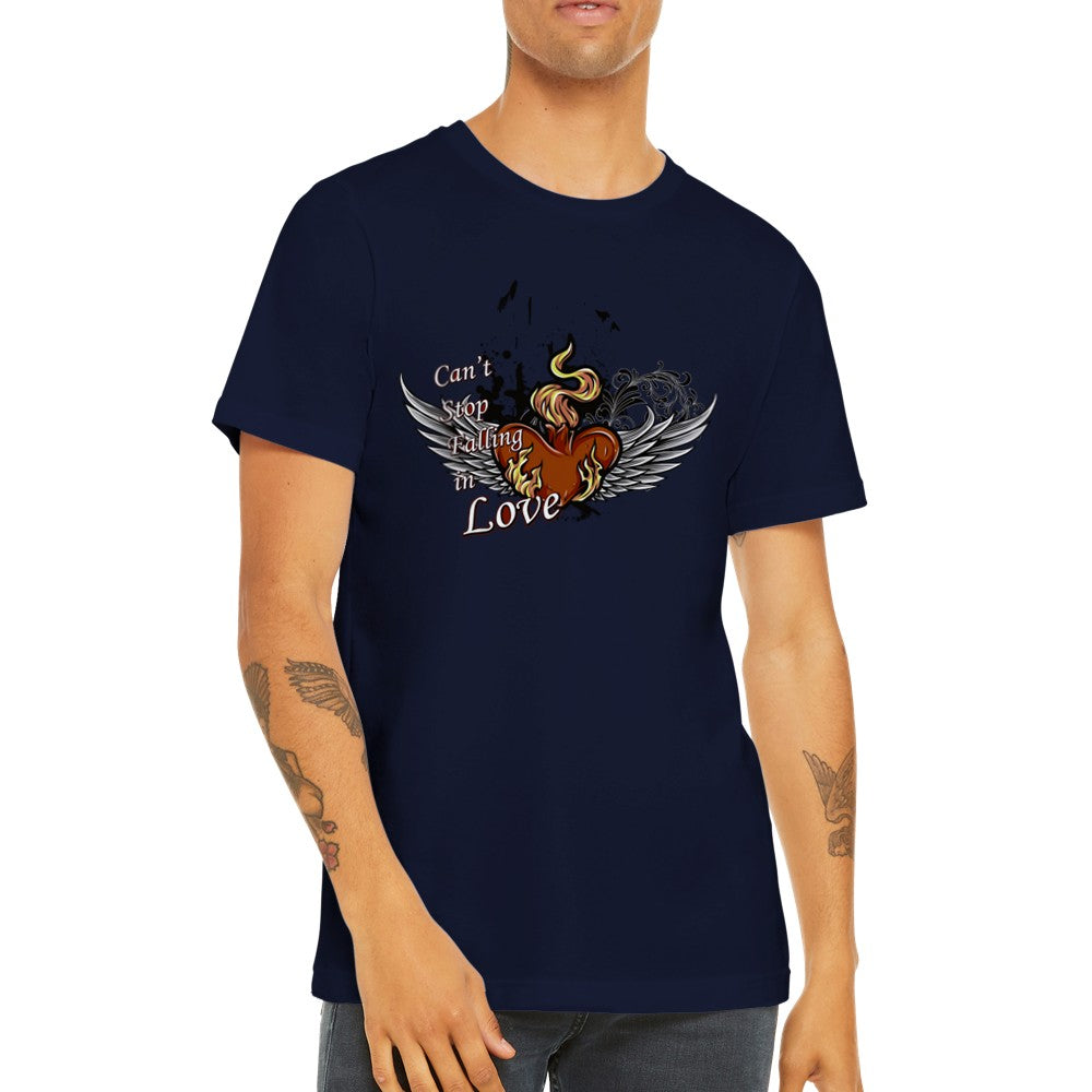 Artwork T-Shirts – Cant Stop Falling In Love Fire Heart – Premium Unisex T-Shirt 