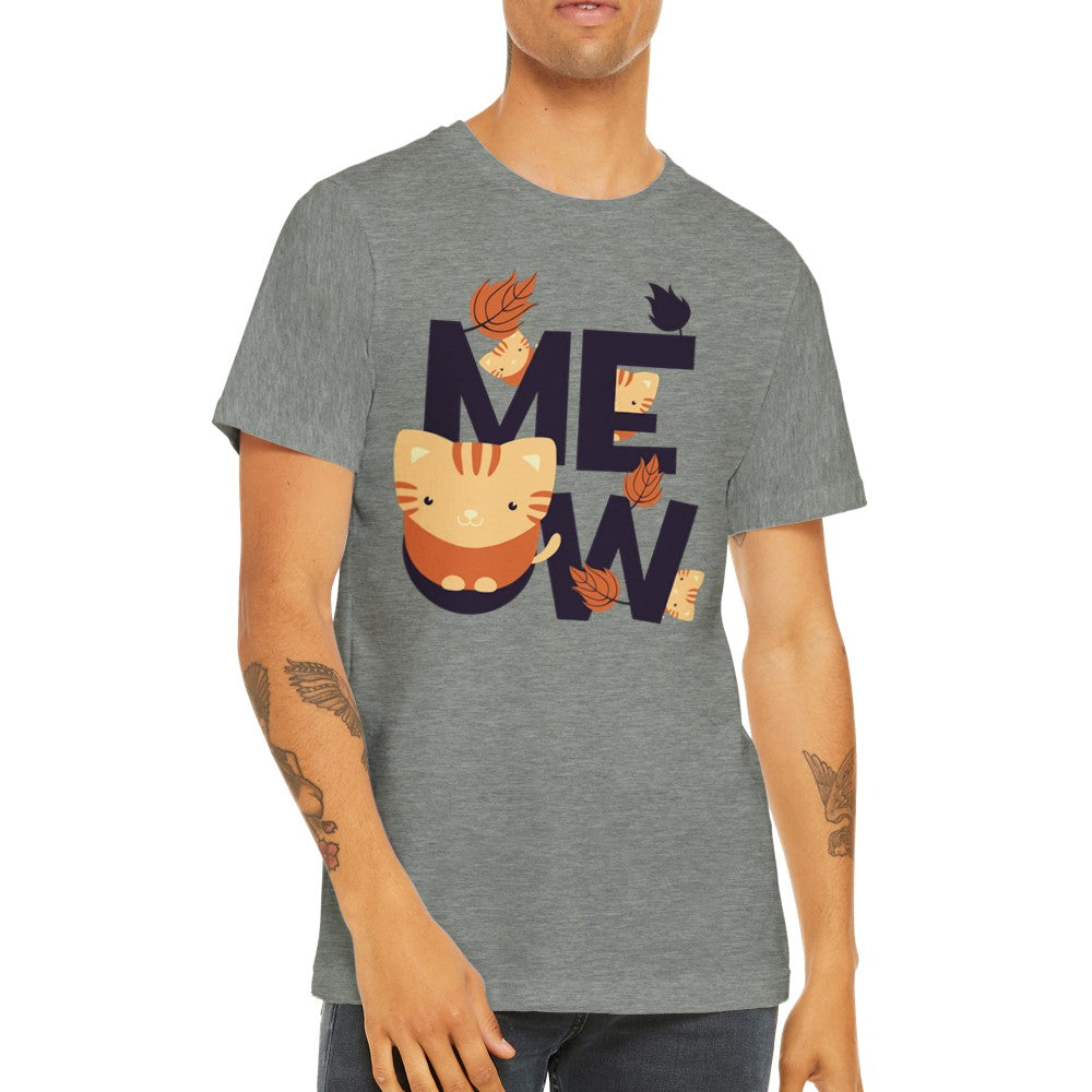 Lustige T-Shirts - Katzengrafik MEOW - Premium-Unisex-T-Shirt 