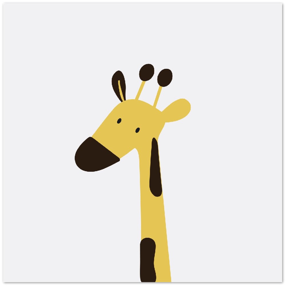 Børneplakater - Giraf Hoved i Tegneseriestil - Premium Mat Papir