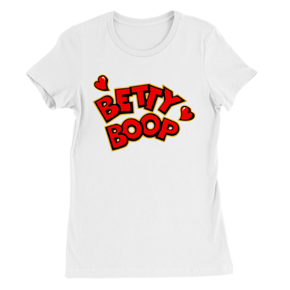 T-Shirt – Betty Boop Hearts Artwork – Premium Damen T-Shirt mit Rundhalsausschnitt
