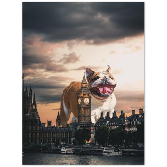 Poster Artwork - English Bulldog vs London - Classic Mat Museum Poster Paper