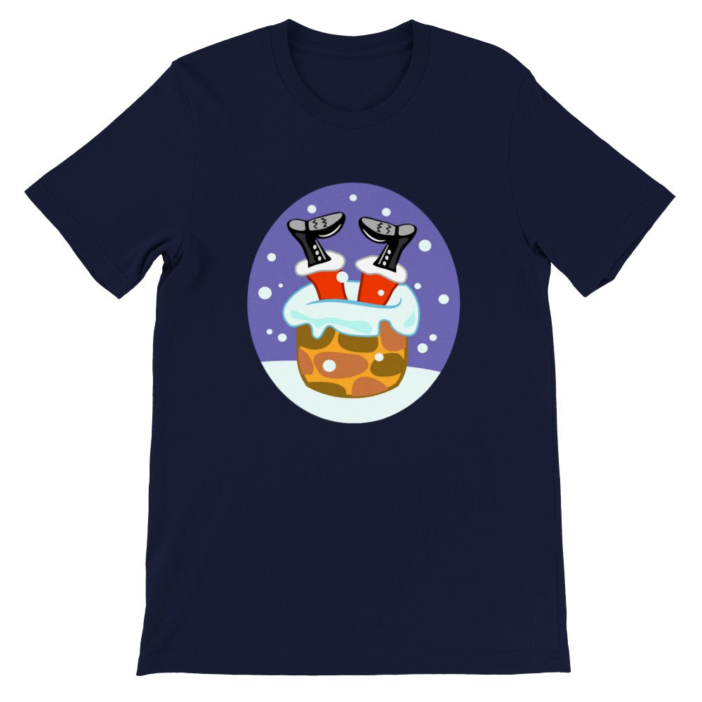 Sjove T-shirts - Stuck Santa - Premium Unisex Crewneck T-shirt