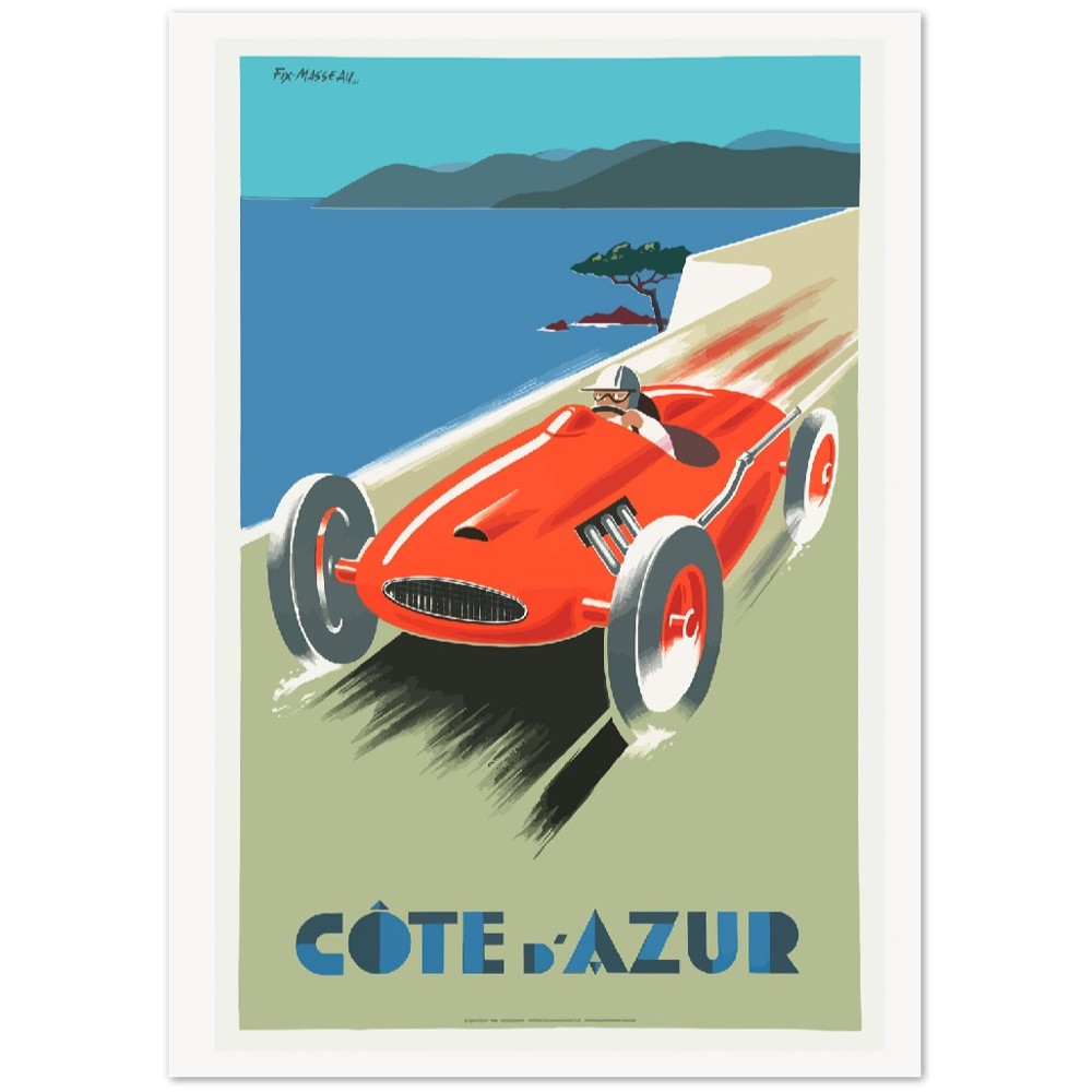 Plakat - Vintage Car Illustration - Cote D´Azur